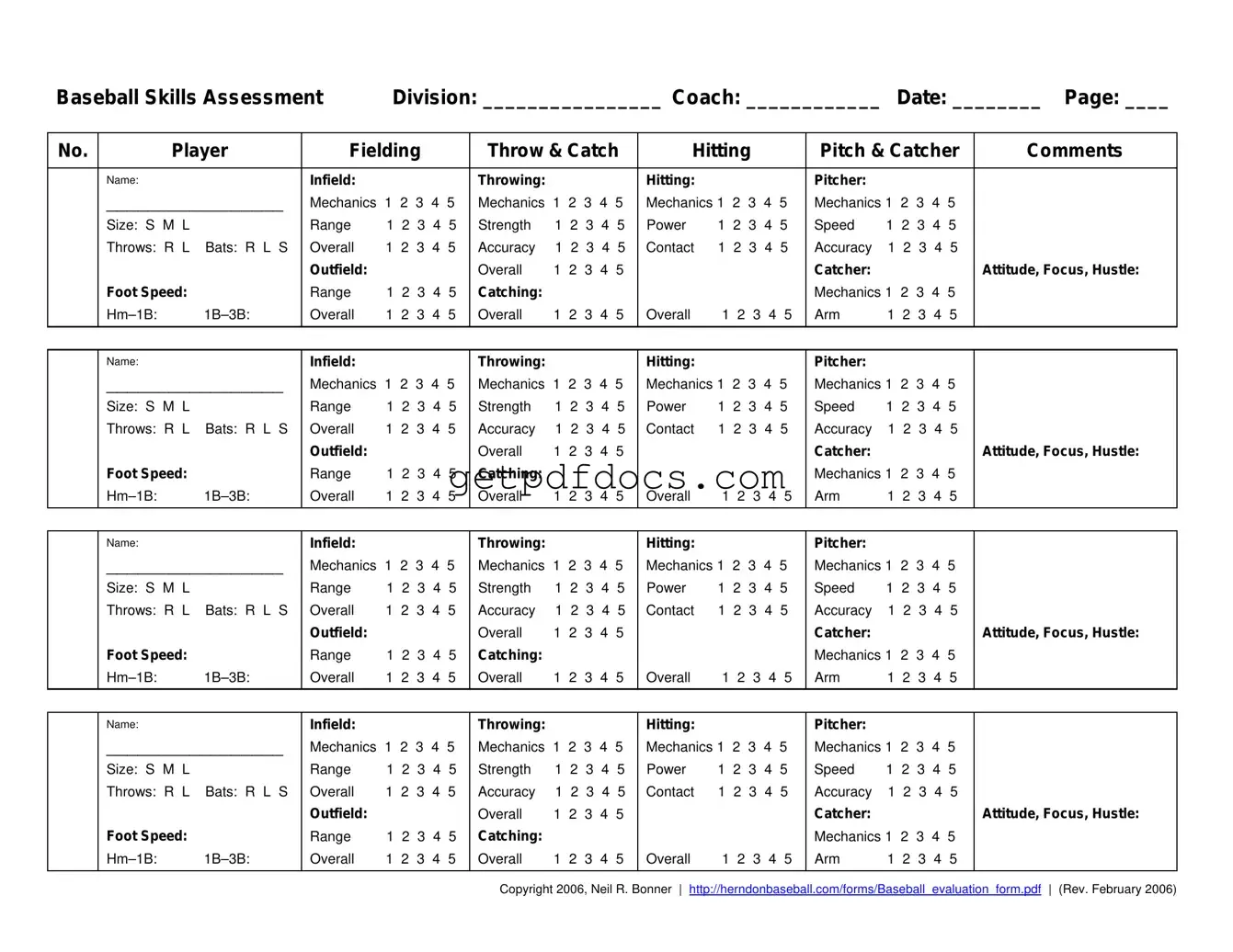 Fill in a Valid Baseball Assessment Template