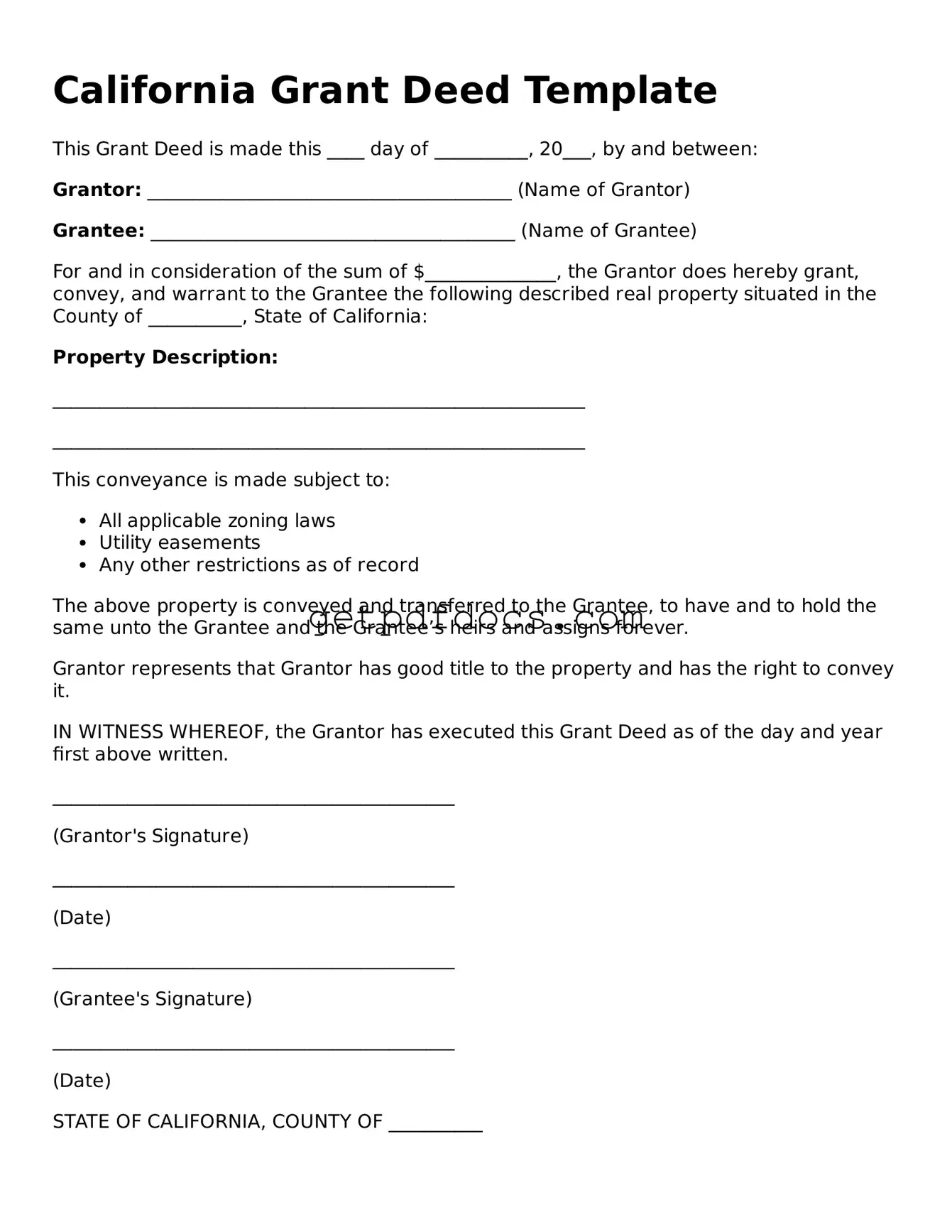 Attorney-Approved Deed Form for California State