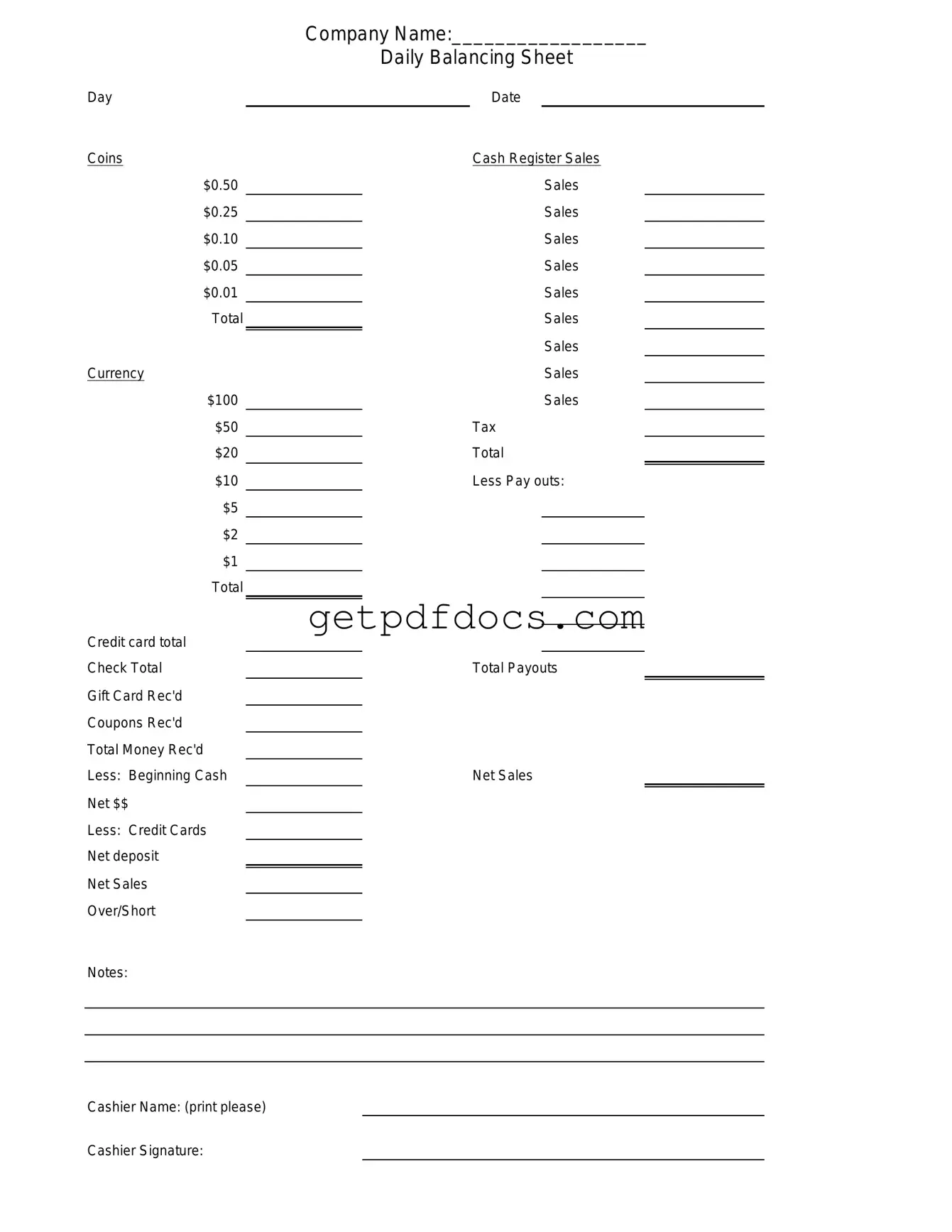 Fill in a Valid Cash Drawer Count Sheet Template