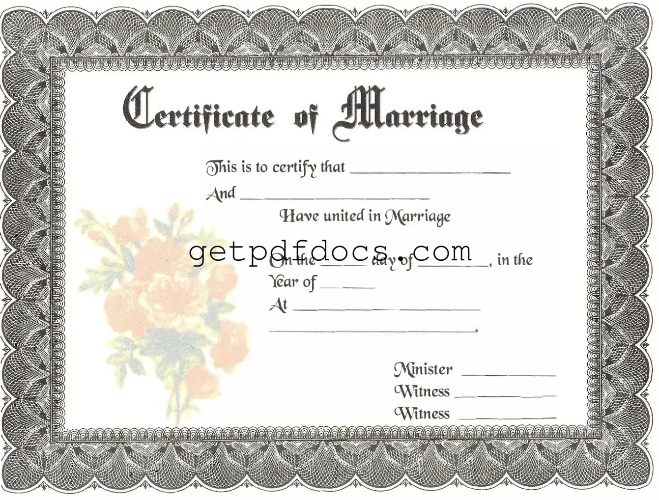 Fill in a Valid Marriage Certificate Template