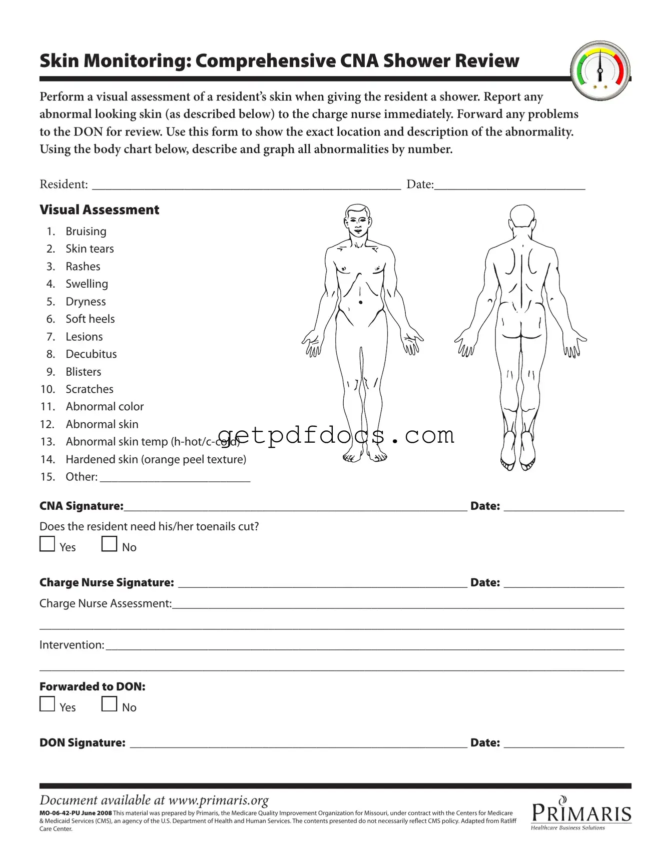 Fill in a Valid Cna Shower Sheets Template