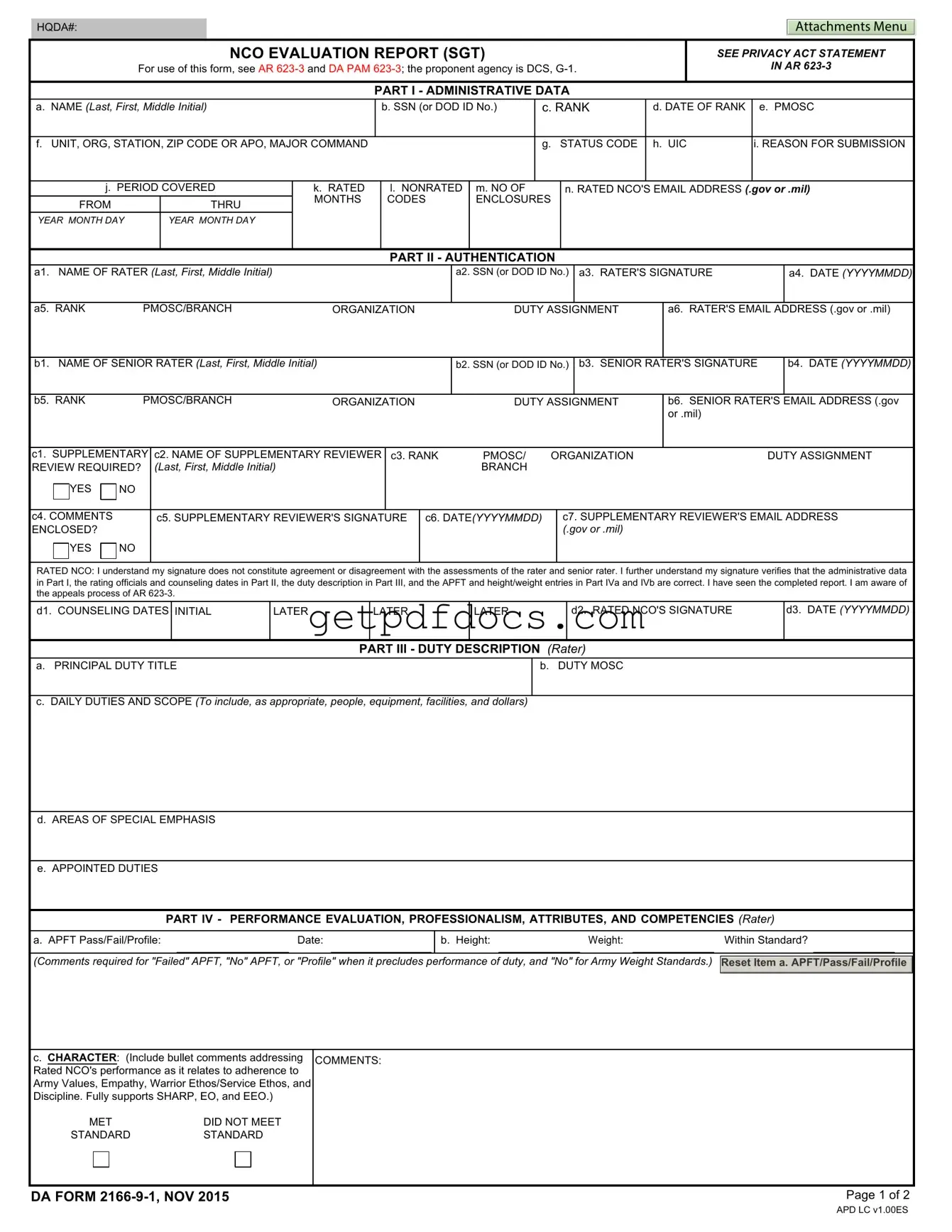 Fill in a Valid Da 2166 9 1 Template