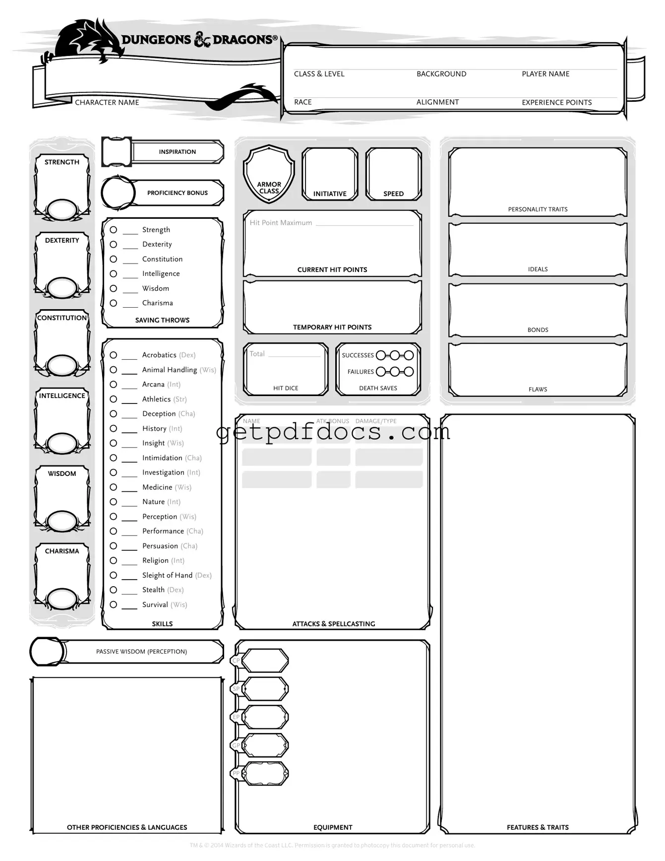 Fill in a Valid Dnd Character Sheet Template