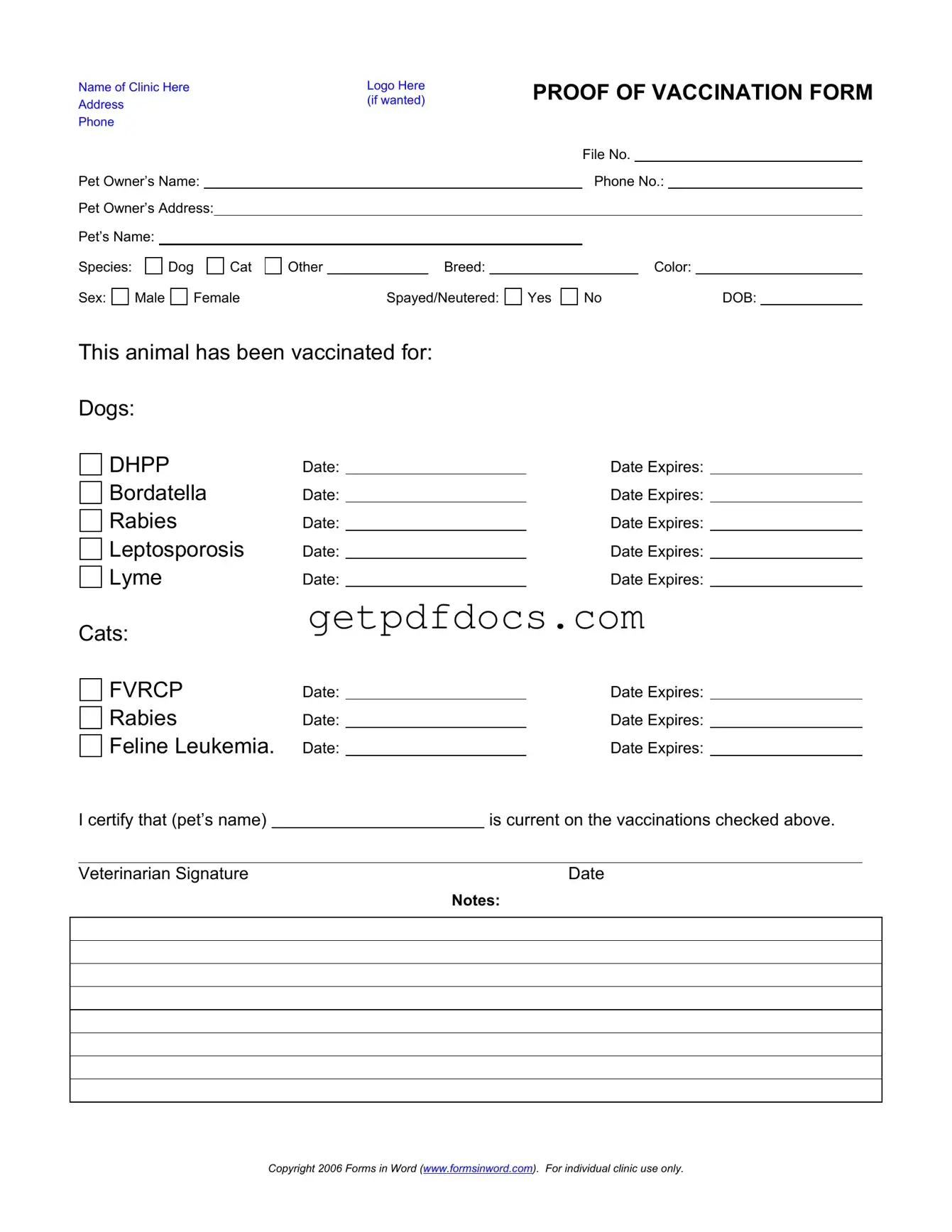 Fill in a Valid Proof Of Vaccination Dog Template