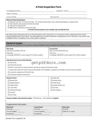Fill in a Valid 4 Point Inspection Template