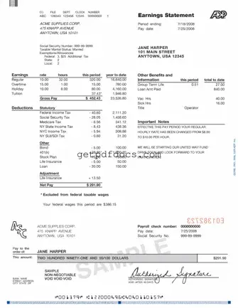 Fill in a Valid Adp Pay Stub Template