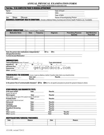 Fill in a Valid Annual Physical Examination Template