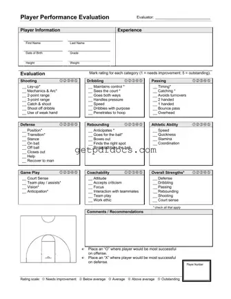 Fill in a Valid Basketball Evaluation Template