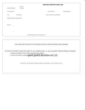 Fill in a Valid Auto Insurance Card Template