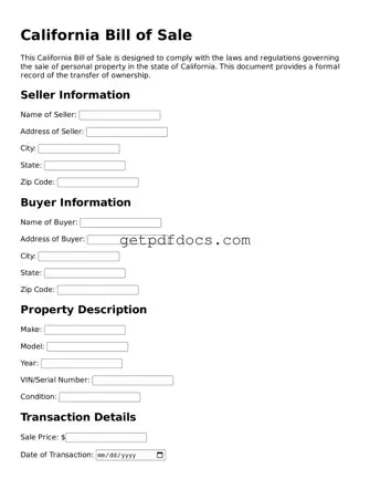 Attorney-Approved Bill of Sale Form for California State