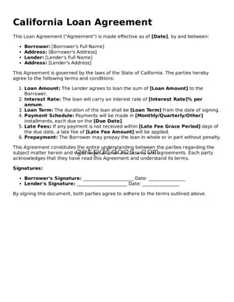 Attorney-Approved Loan Agreement Form for California State