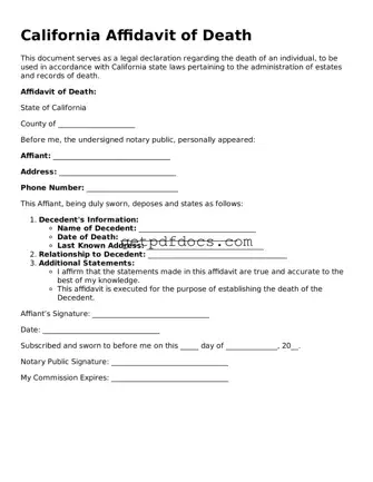 Attorney-Approved Affidavit of Death Form for California State
