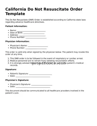 Attorney-Approved Do Not Resuscitate Order Form for California State