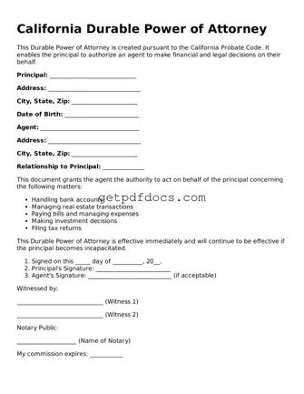 Attorney-Approved Durable Power of Attorney Form for California State