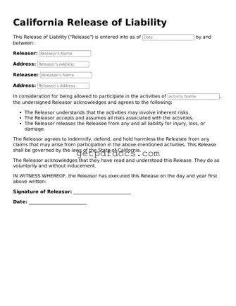 Attorney-Approved Release of Liability Form for California State