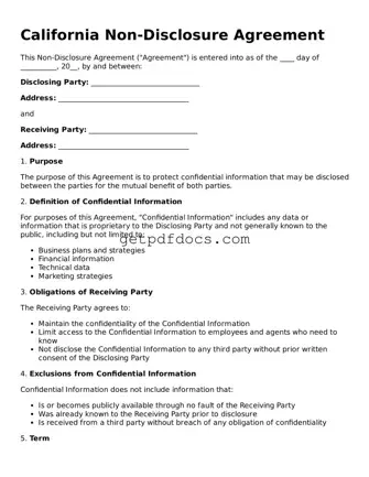 Attorney-Approved Non-disclosure Agreement Form for California State