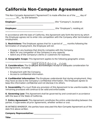 Attorney-Approved Non-compete Agreement Form for California State