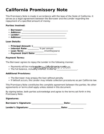 Attorney-Approved Promissory Note Form for California State