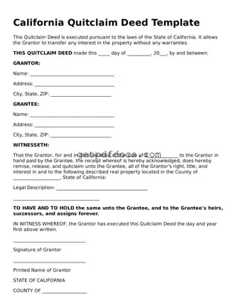 Attorney-Approved Quitclaim Deed Form for California State