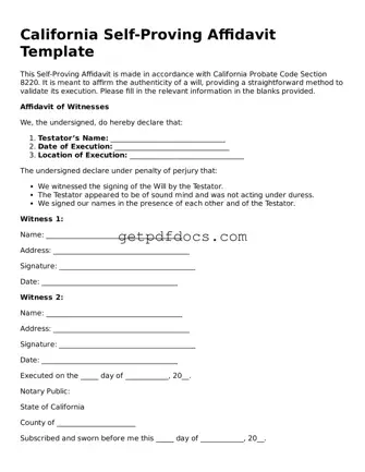 Attorney-Approved Self-Proving Affidavit Form for California State