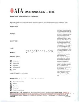 Fill in a Valid AIA A305 Template