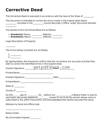 Printable Corrective Deed Template