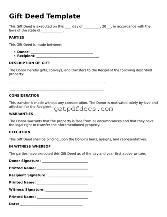 Printable Gift Deed Template