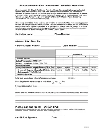 Fill in a Valid Netspend Dispute Template