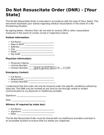 Printable Do Not Resuscitate Order Template