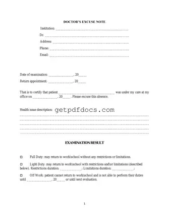 Fill in a Valid Doctors Excuse Note Template