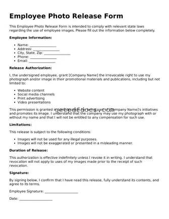 Printable Employee Photo Release Template