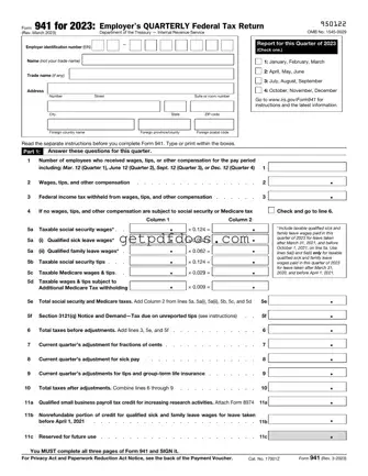 Fill in a Valid IRS 941 Template