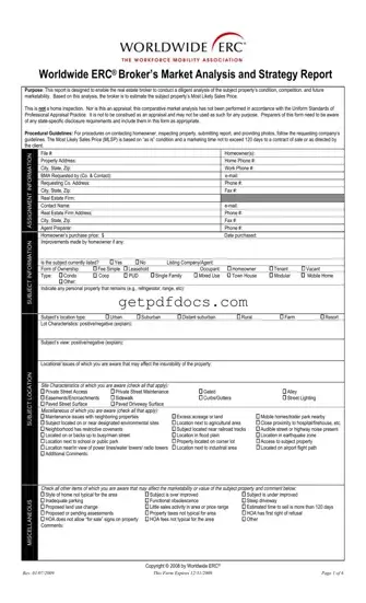 Fill in a Valid Erc Broker Market Analysis Template