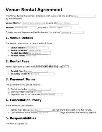 Printable Venue Rental Agreement Template