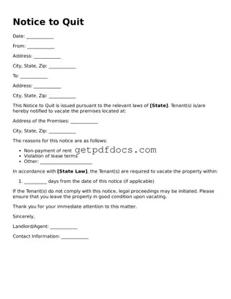 Printable Notice to Quit Template