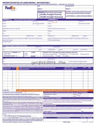 Fill in a Valid Fedex Bill Of Lading Template