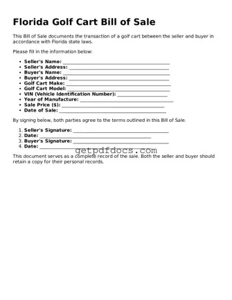 Attorney-Approved Golf Cart Bill of Sale Form for Florida State
