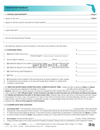 Fill in a Valid Florida Commercial Contract Template