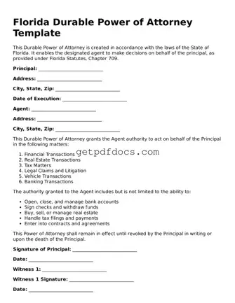 Attorney-Approved Durable Power of Attorney Form for Florida State