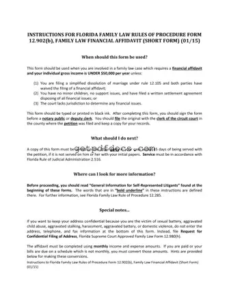 Fill in a Valid Florida Financial Affidavit Short 12.902(b) Template