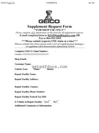 Fill in a Valid Geico Supplement Request Template