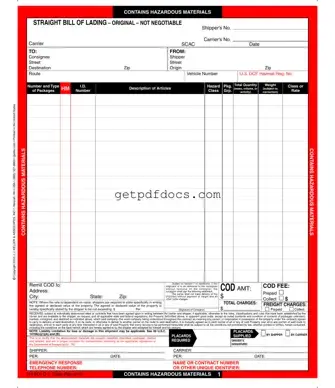 Fill in a Valid Hazard Bill Of Ladden Template