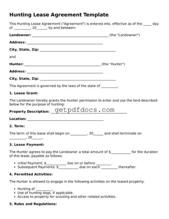 Printable Hunting Lease Agreement Template