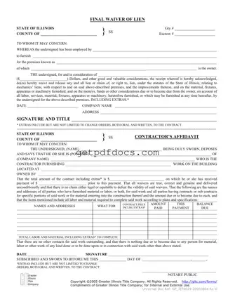 Fill in a Valid Illinois Final Waiver Of Lien Template
