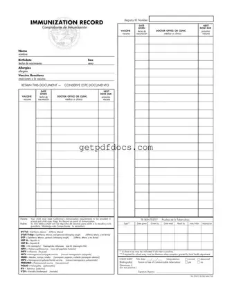 Fill in a Valid Immunization Record Template