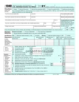 Fill in a Valid IRS 1040 Template