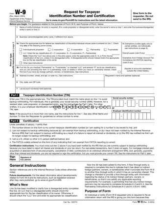 Fill in a Valid IRS W-9 Template