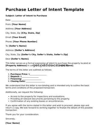 Printable Purchase Letter of Intent Template
