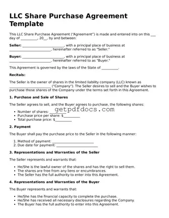 Printable LLC Share Purchase Agreement Template