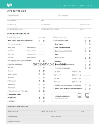 Fill in a Valid Lyft Inspection Template